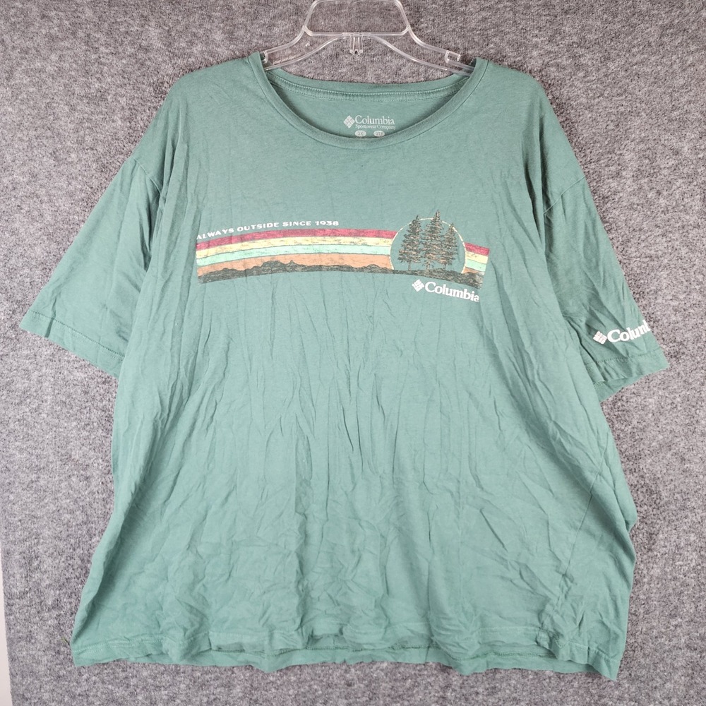 Columbia T-Shirt Mens 3X Green Always Outside Graphic Short Sleeve Tee